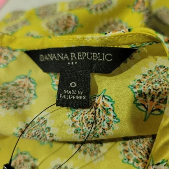 Banana Republic Women's Yellow Floral Paisley Lace Up Aline Dress Short Sz 0 - Picture 2 of 16